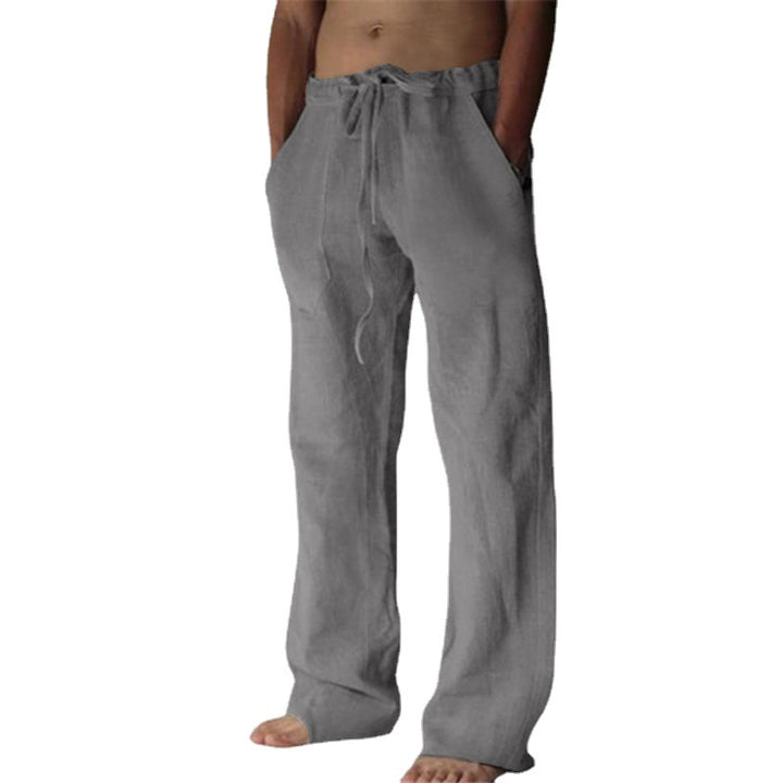 Men's relaxed linen pants with wide leg and drawstring waist Mune Fashion