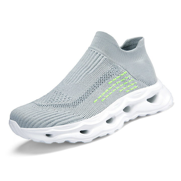 Unisex nan sock-like knitted slippers with perforated hollow chamber cushioning Mune Fashion