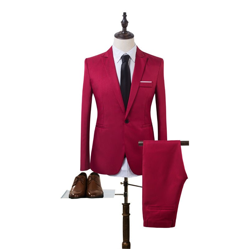 Men's Tailored Single-Button Suit Set in Slim Fit with Slim Suit Pants Mune Fashion