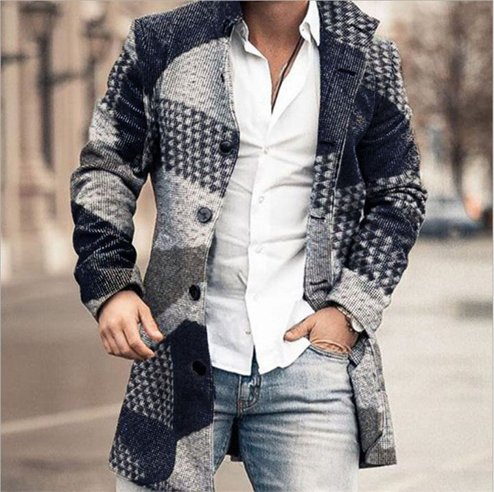 Men's checkered short coat with tailored silhouette, lapel collar, and patch side pockets Mune Fashion