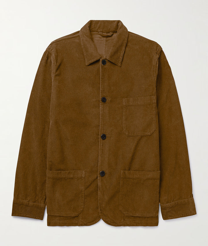 Men's Cord Worker Jacket with Shirt Collar and Patch Pockets Mune Fashion