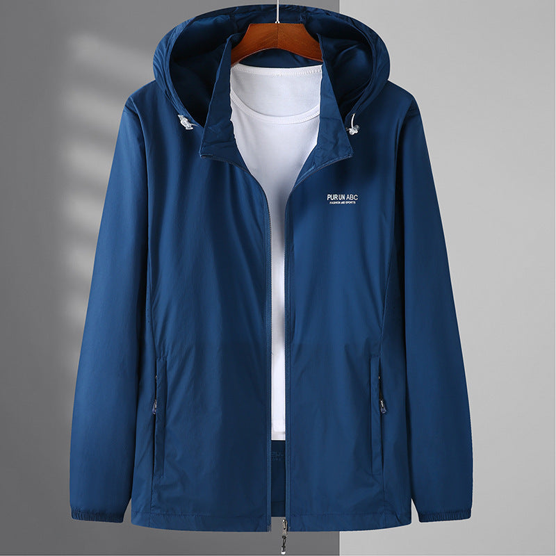 Men's Lightweight Water-Resistant Hooded Outdoor Jacket with Full Zip and Breathable Lining Mune Fashion