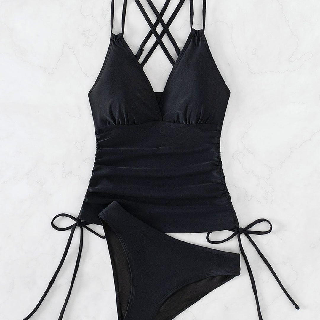 Ladies sporty tankini with gathers and adjustable straps Mune Fashion