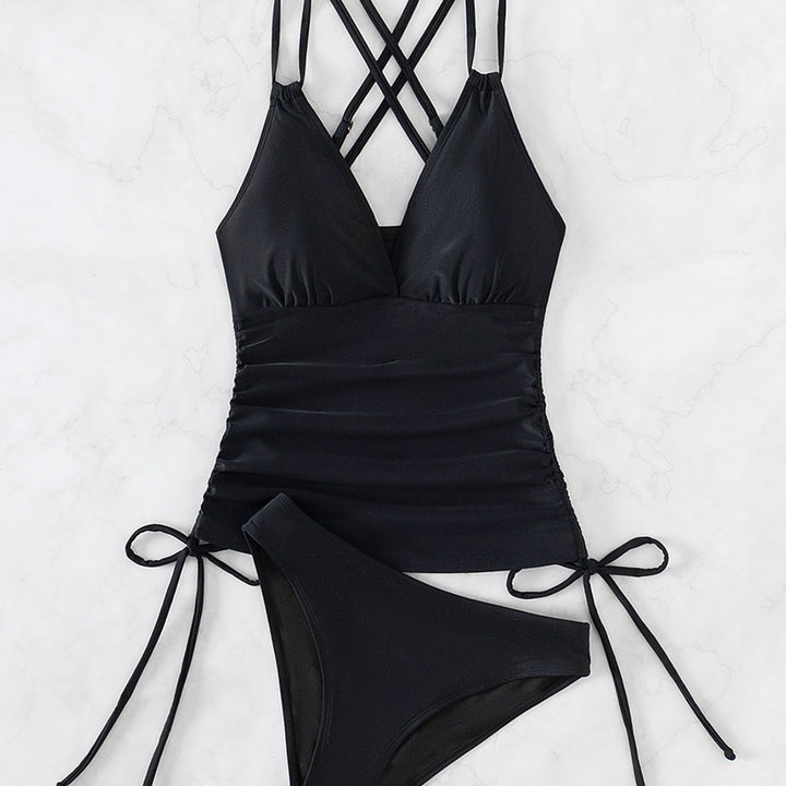 Ladies sporty tankini with gathers and adjustable straps Mune Fashion