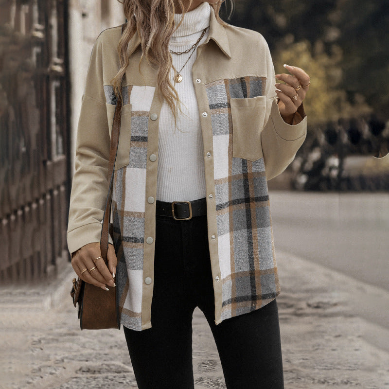 Women Fashionable Checked Shirt Blouse Mune Fashion