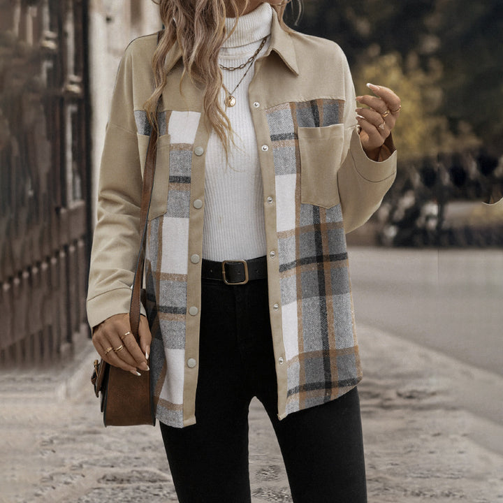 Women Fashionable Checked Shirt Blouse Mune Fashion