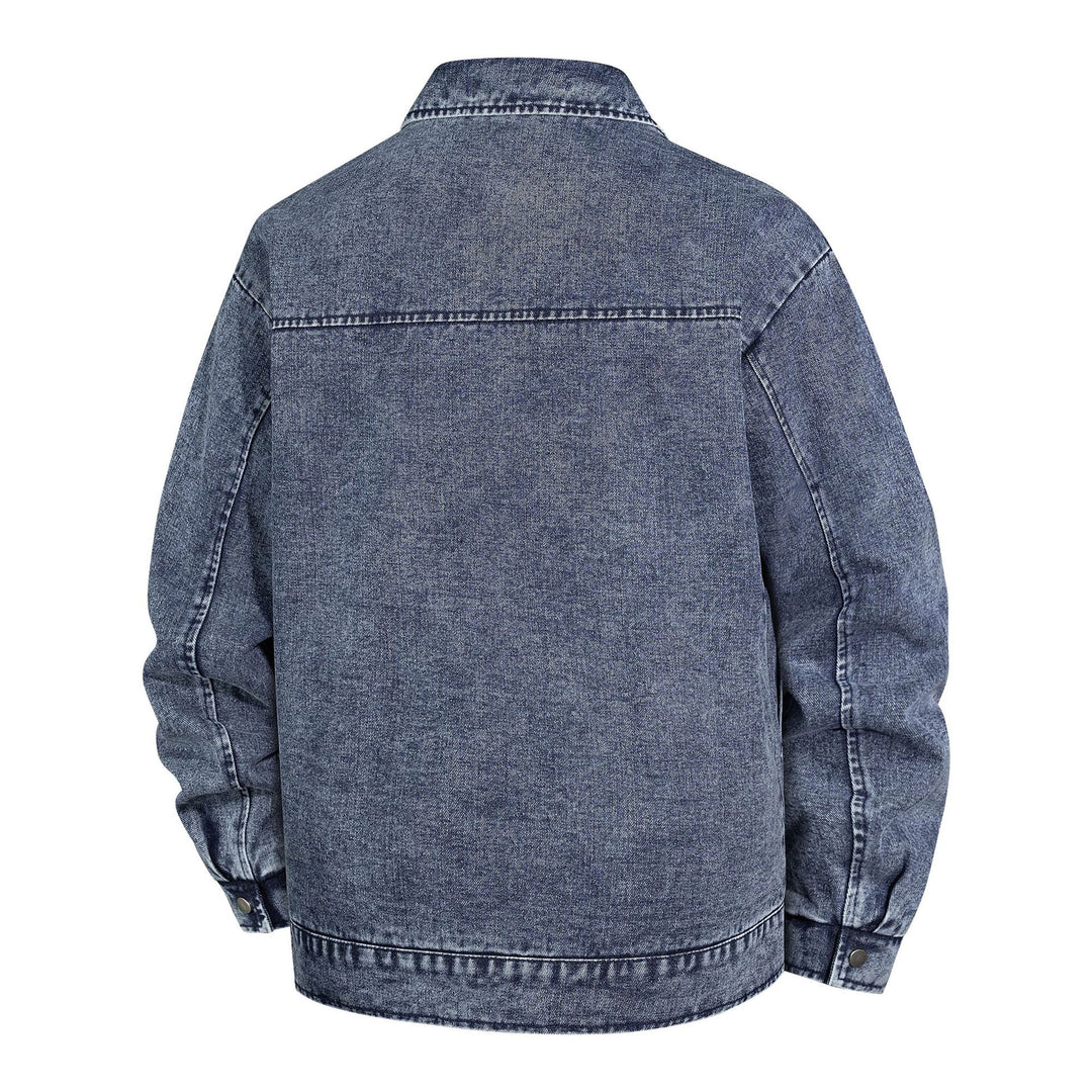Men's Oversized Denim Jacket with Stonewash Effect and Patch Pockets Mune Fashion