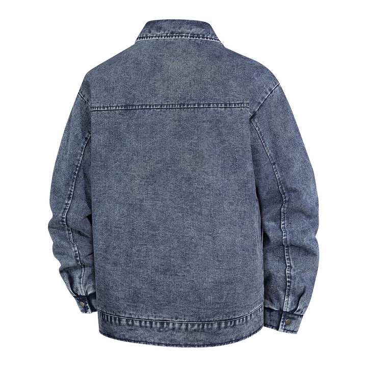 Men's Oversized Denim Jacket with Stonewash Effect and Patch Pockets Mune Fashion