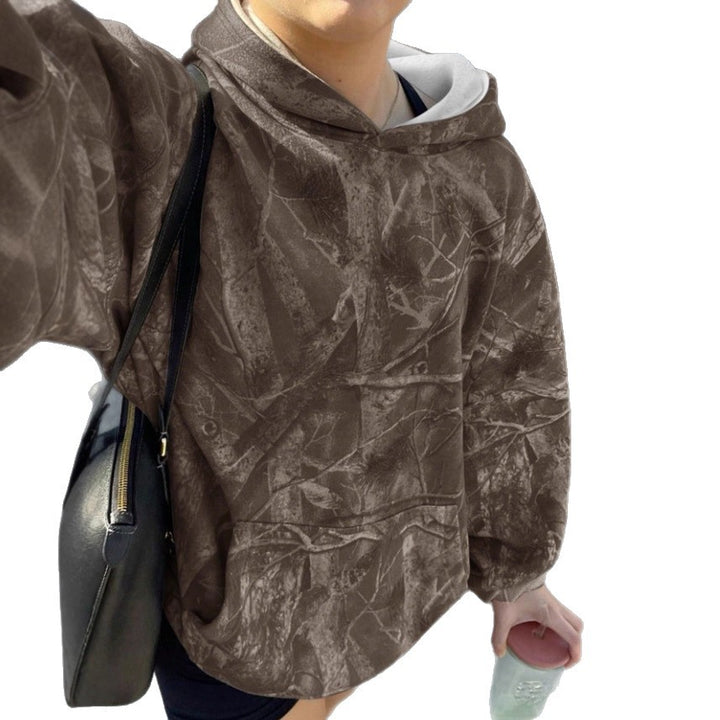 Women Oversize Hoodie with Natural Pattern and Kangaroo Pocket Mune Fashion