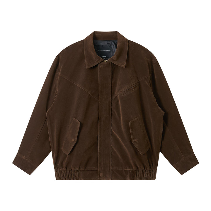 Men's short cut suede look blouson with elastic hem and flap pockets Mune Fashion