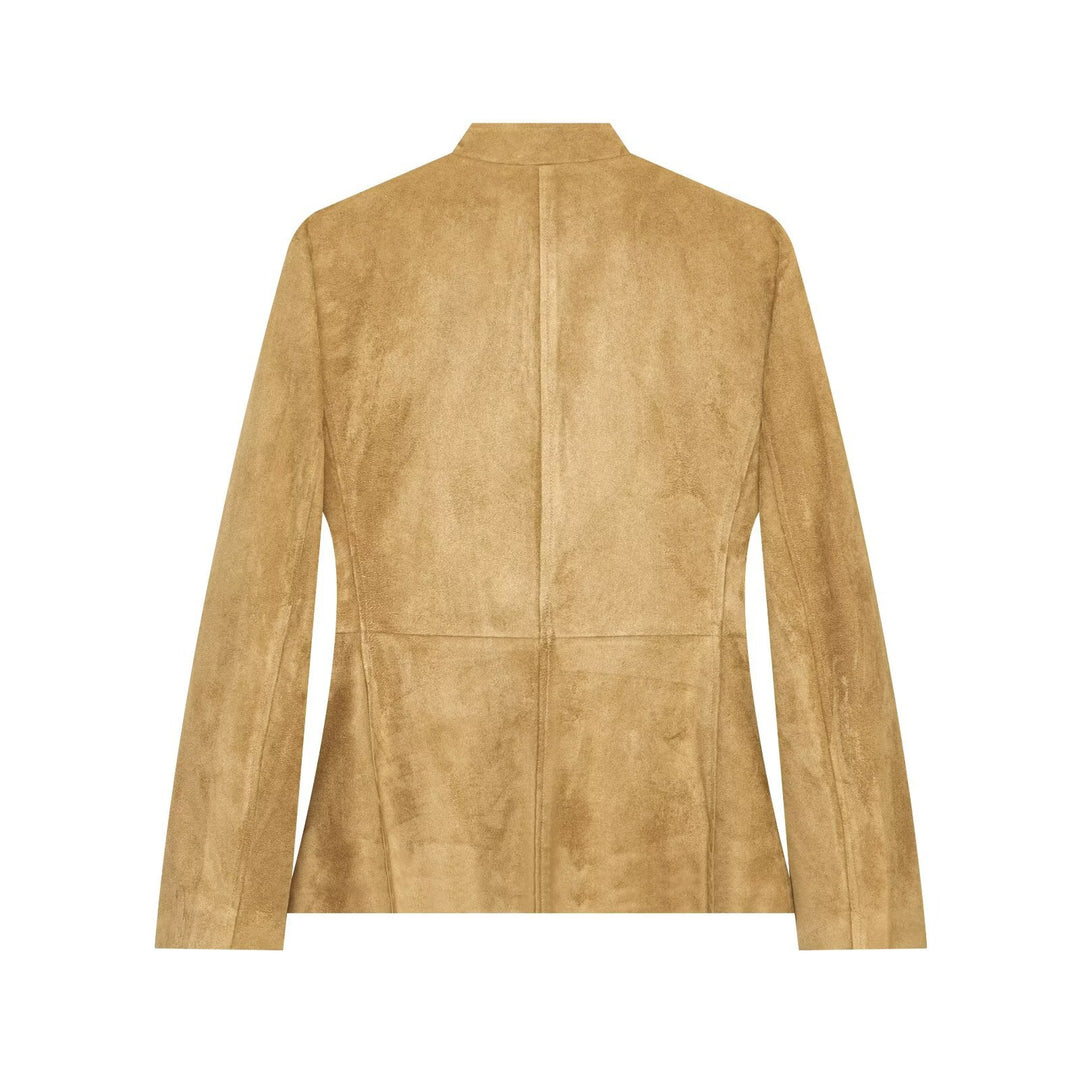 Women's suede jacket in military style with stand-up collar Drune