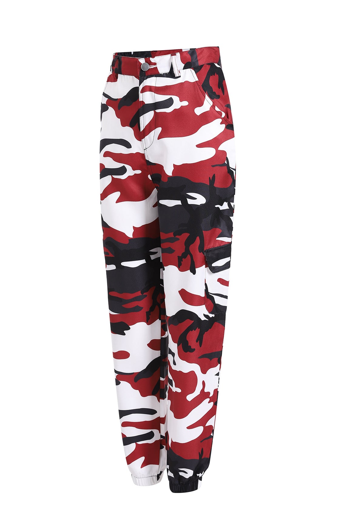 Women's Cargo Jogging Pants with Camouflage Pattern and Elastic Cuffs Mune Fashion