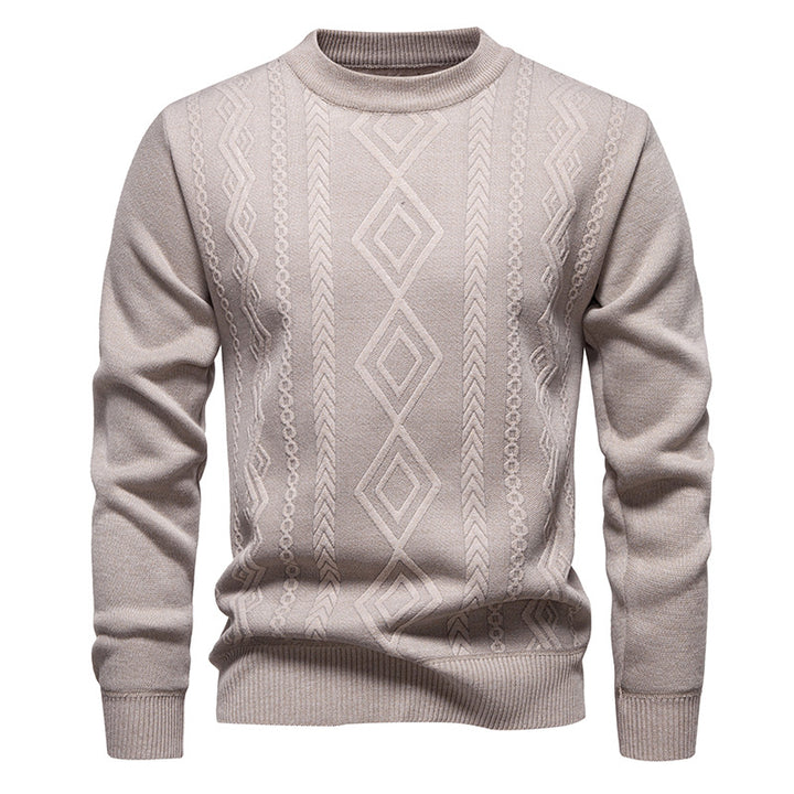 Men's knitted round neck sweater with diamond pattern and fine textured knit Mune Fashion