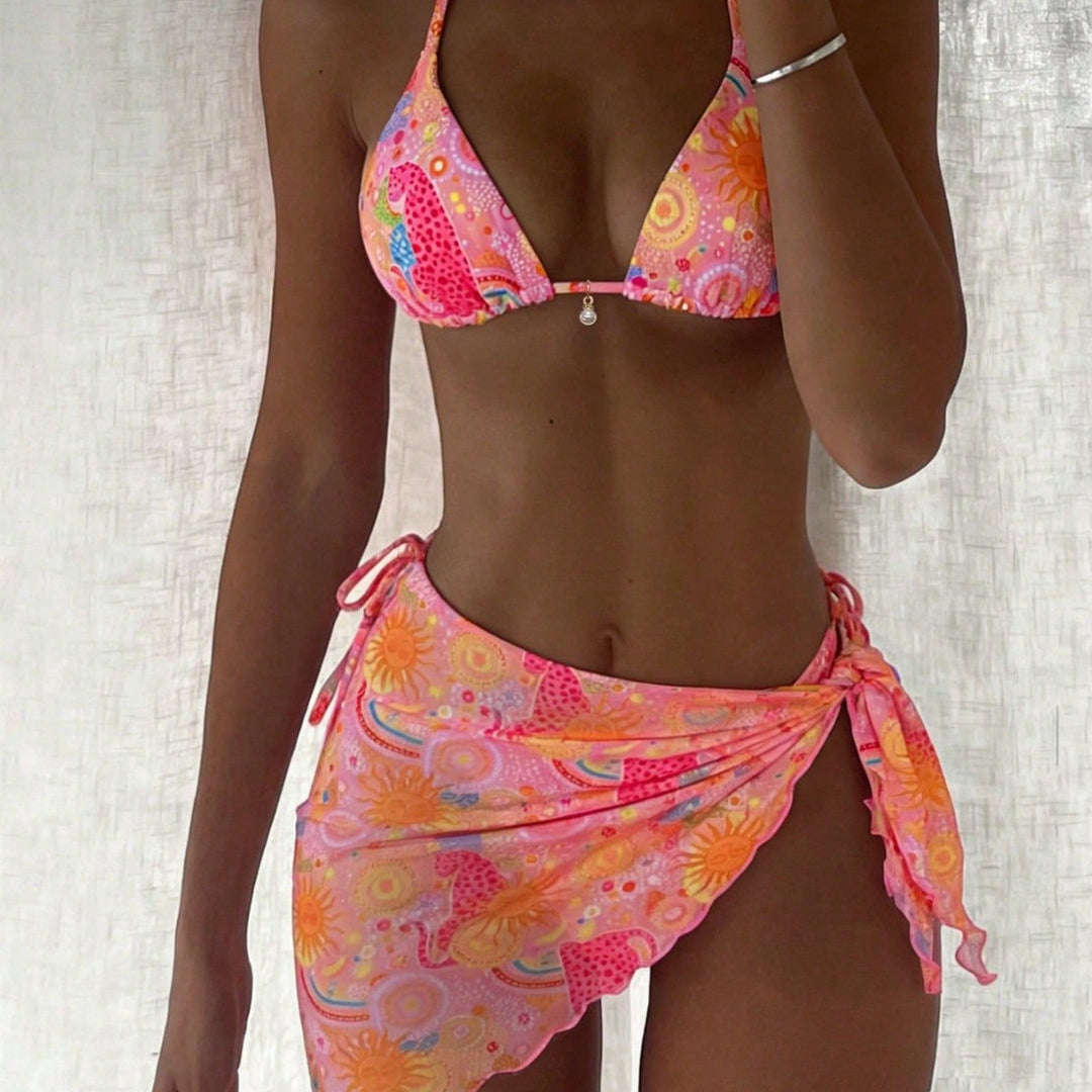 Women's Polka-Dots Bikini with Transparent Wrap Skirt Mune Fashion