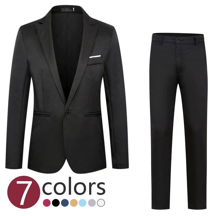 Men's tailored suit set made of fine satin with a slim silhouette and single-button blazer Mune Fashion