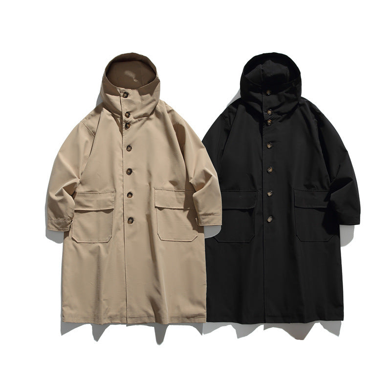 Unisex Longer waterproof oversized coat with hood and patch pockets Mune Fashion