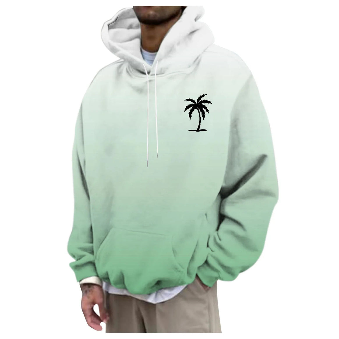 Unisex Trendy Oversized Hoodie with Gradient and Palm Motif Mune Fashion