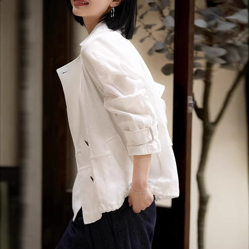 Women's Fashionable Transitional Jacket with Double Button Placket Mune Fashion