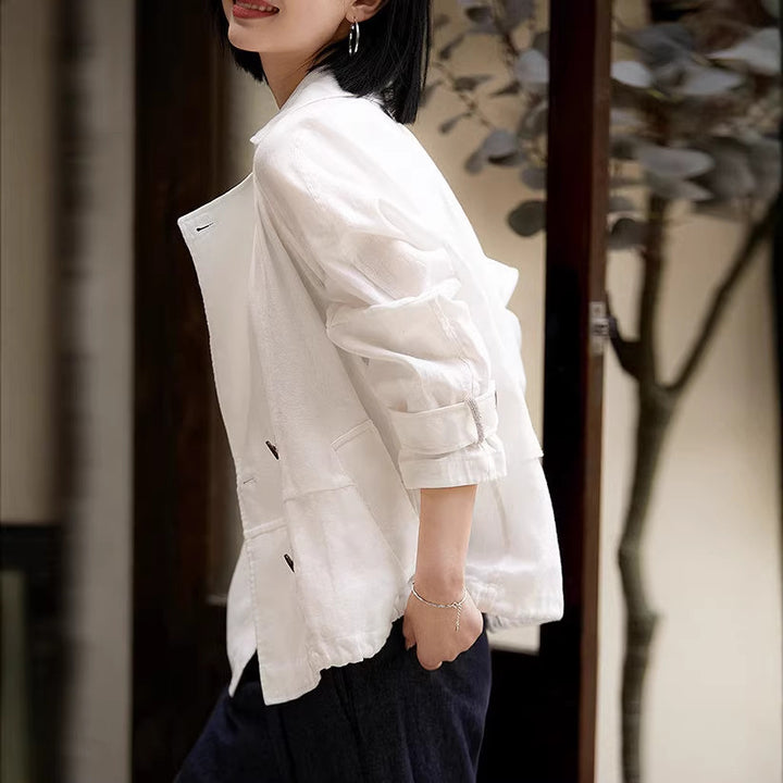 Women's Fashionable Transitional Jacket with Double Button Placket Mune Fashion