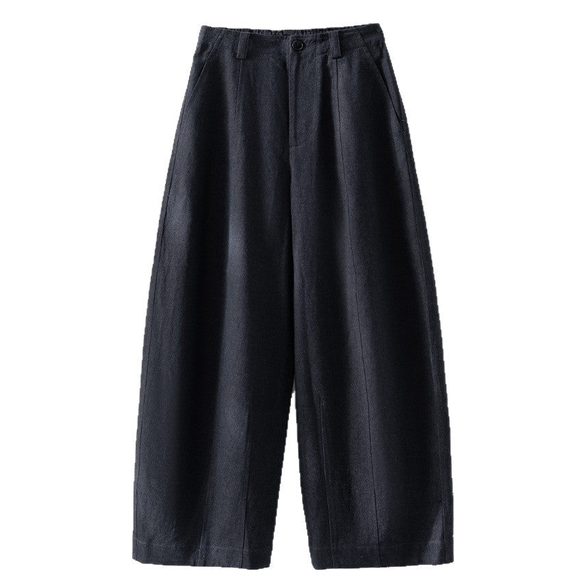 Women High-waisted wide Culotte pants made of linen blend with crease and side pockets Mune Fashion