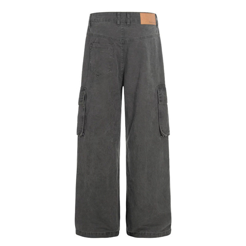 Women High-Waisted Utility Cargo Pants in Worn Look with Wide Leg Mune Fashion
