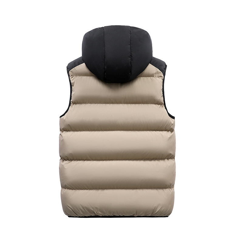 Men's Padded Hooded Vest with Thermal Insulation, Stand-Up Collar & Zipper Pockets Mune Fashion