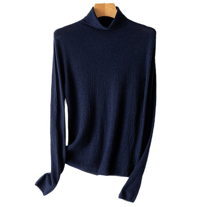 Women Fine Crinkle Turtleneck Sweater with Light Fall Mune Fashion