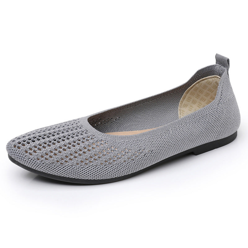 Ladies' breathable knitted ballerina slippers with perforated upper material and orthopedic memory footbed Mune Fashion