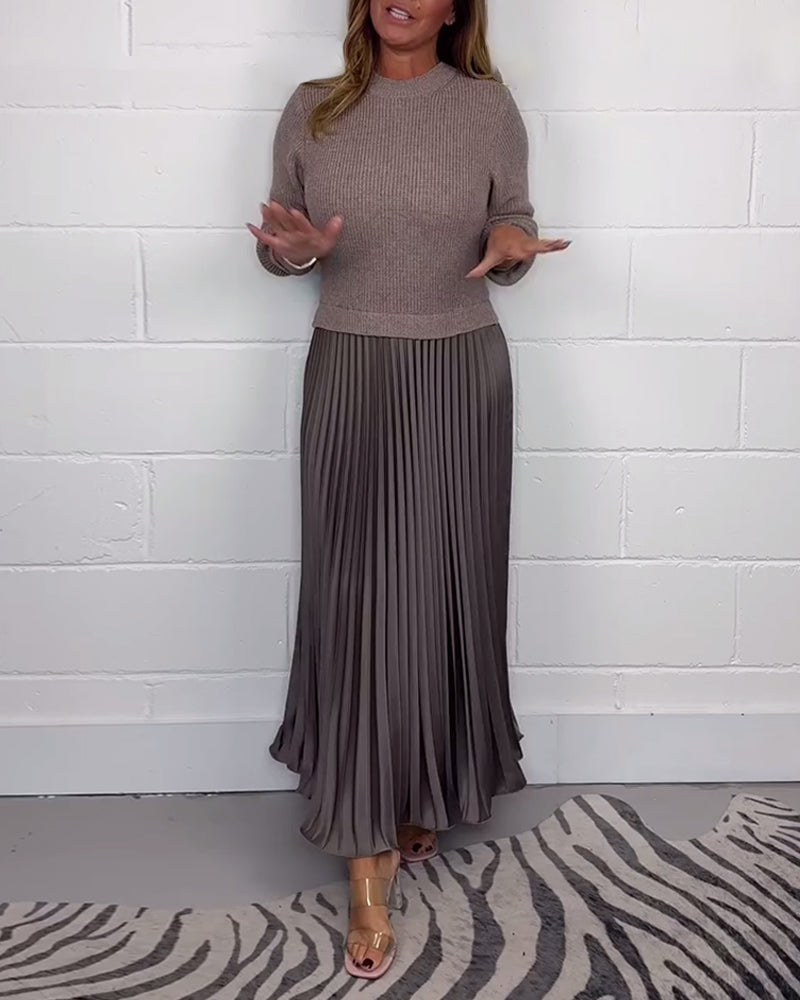 Women's nan pleated maxi skirt with elastic comfort waistband and softly falling pleats Mune Fashion
