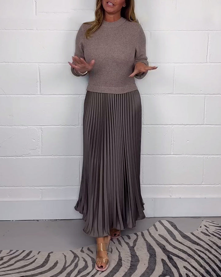 Women's nan pleated maxi skirt with elastic comfort waistband and softly falling pleats Mune Fashion