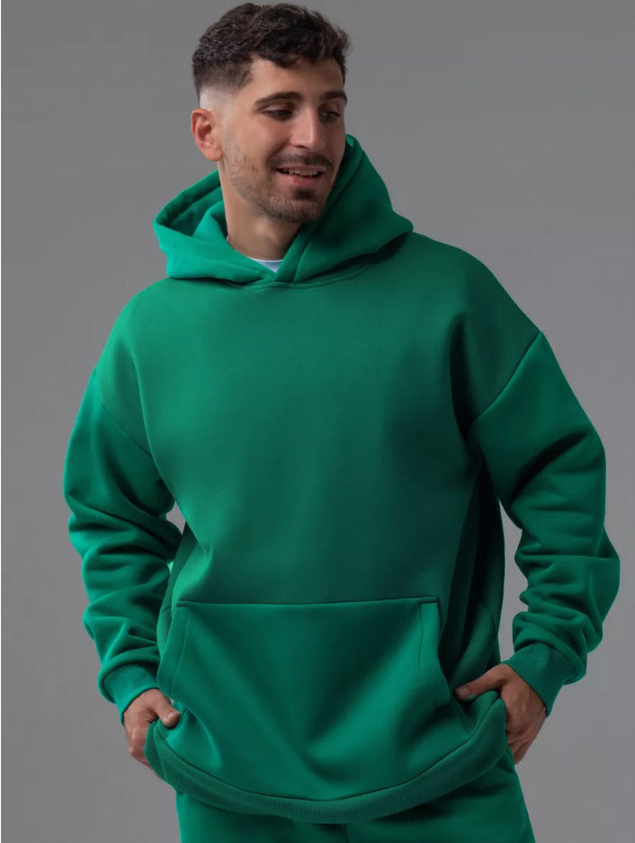 Men's heavy fleece boxy hoodie with deep shoulder drop reinforced hood and kangaroo pocket Mune Fashion