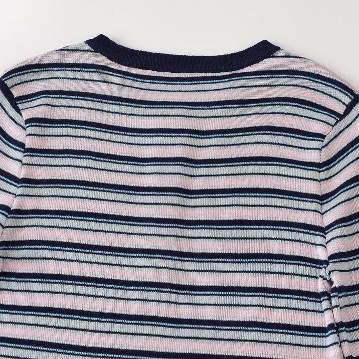 Women's fine knit Henley shirt with fine stripe structure and button placket Mune Fashion