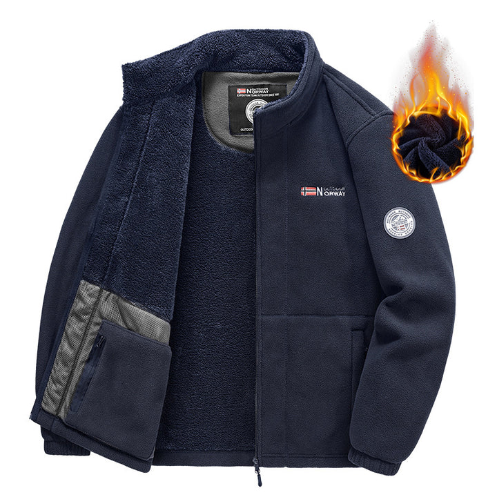 Men's Insulating Zip Fleece Jacket with High Collar and Soft Teddy Lining Mune Fashion