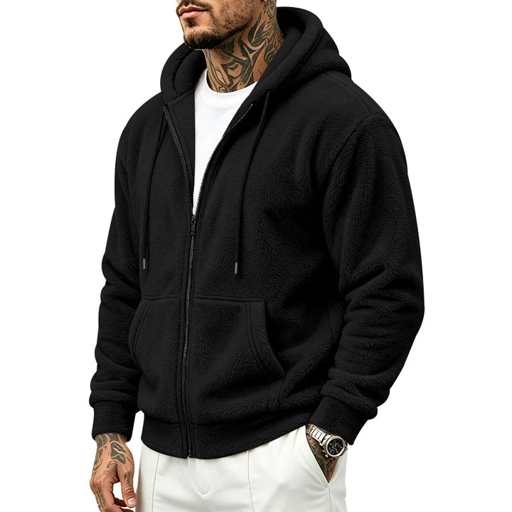 Men's fleece hoodie jacket with teddy lining, full zip and kangaroo pockets Mune Fashion