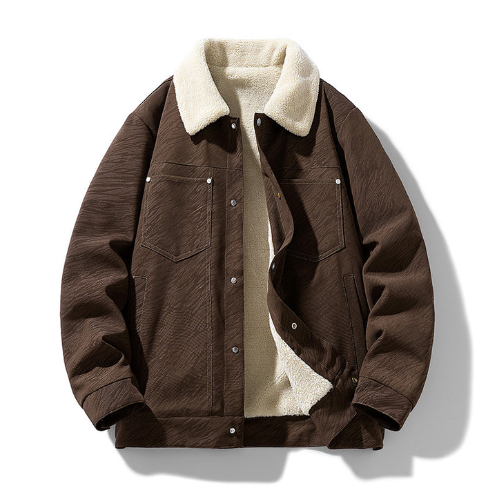 Men's Casual Faux Leather Jacket with Teddy Lining Mune Fashion
