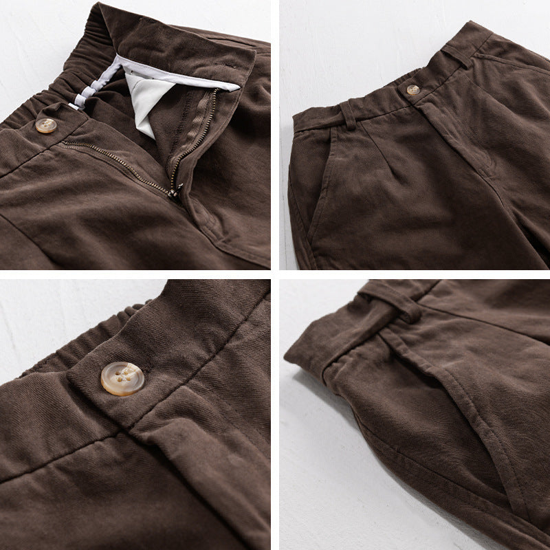 Men's Loose Utility-Style Cargo Pants with Reinforced Knee Panels and Tapered Leg Mune Fashion