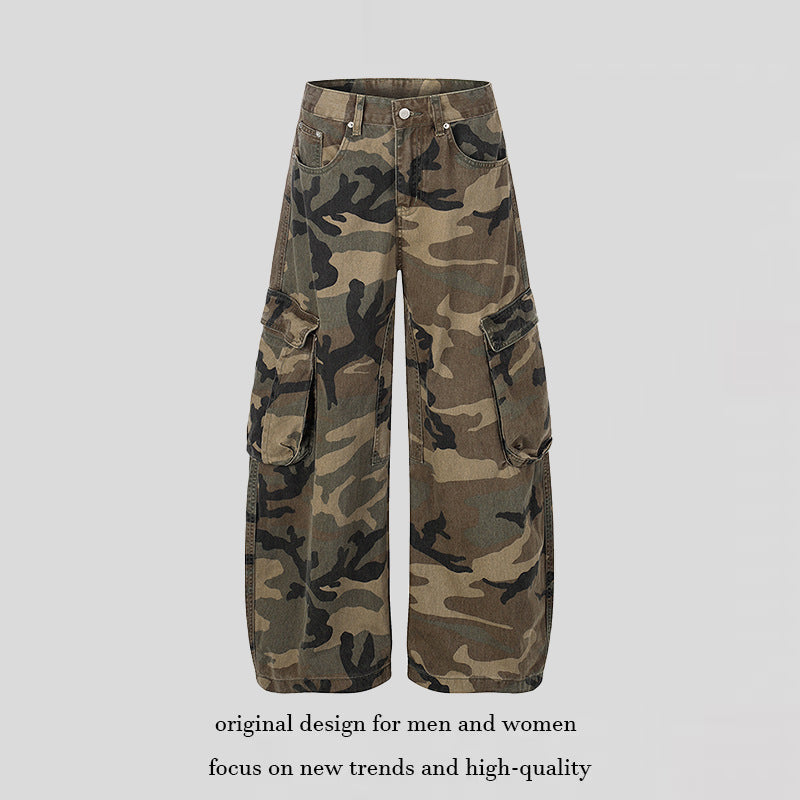 Women's wide cargo pants in camouflage print with multi-pockets Mune Fashion