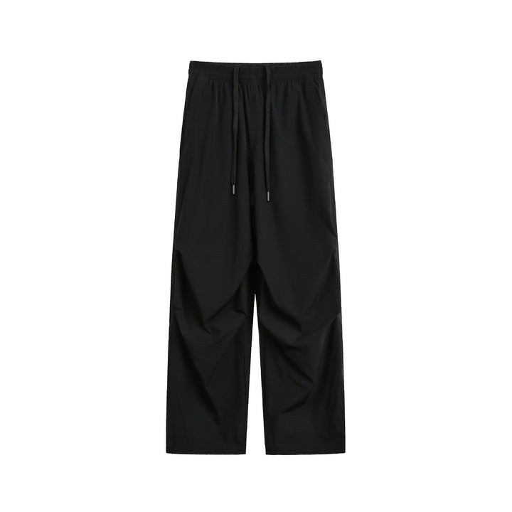 Men's Wide Relaxed Cargo Pants with Elastic Waistband and Drawstring