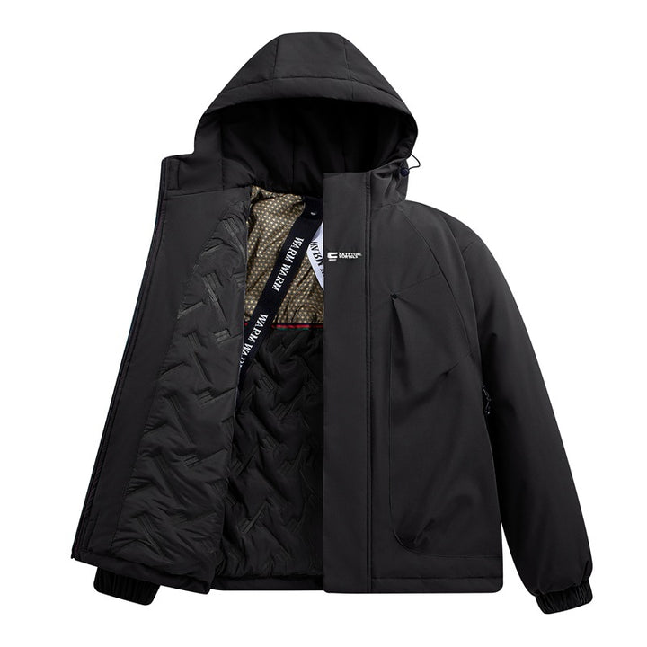 Men's Insulated Padded Hooded Jacket with Thermal Insulation, Two-Way Zipper & Drawstring Hem Mune Fashion