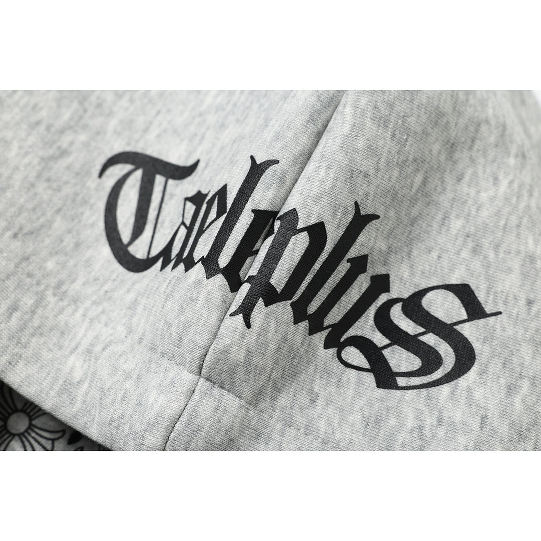 Unisex hooded sweatshirt in urban gothic print with ribbed hem Mune Fashion