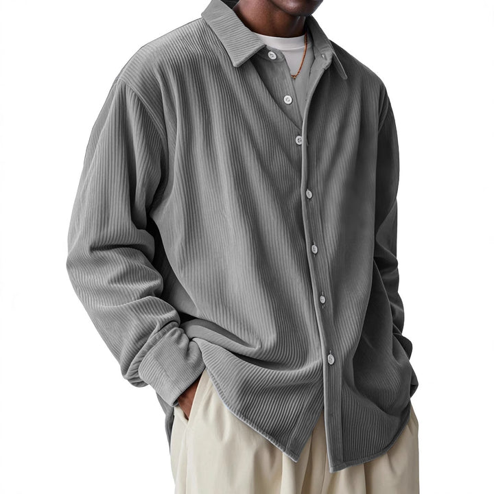 Men's oversized cord shirt with fine ribbed texture and relaxed fit Mune Fashion