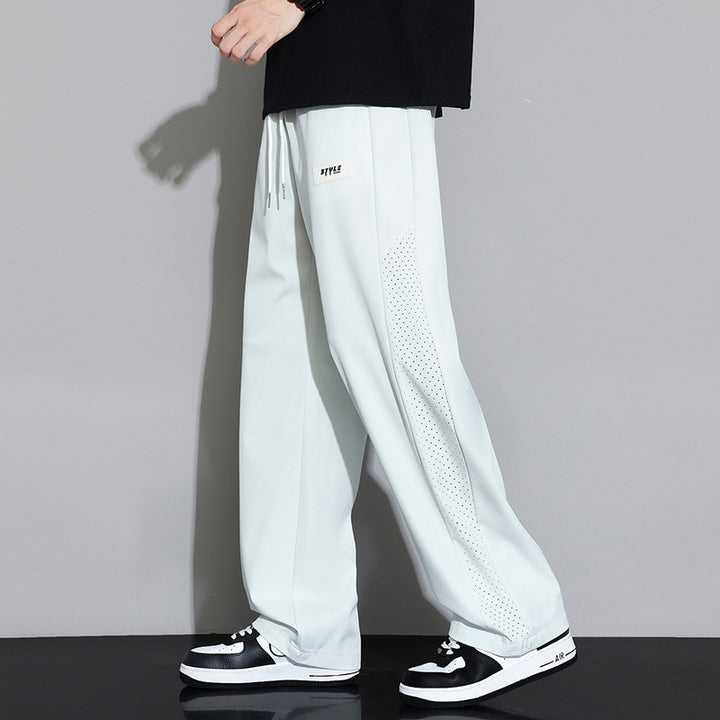 Men's Sporty Relaxed Fit Jogging Pants with Mesh Inserts