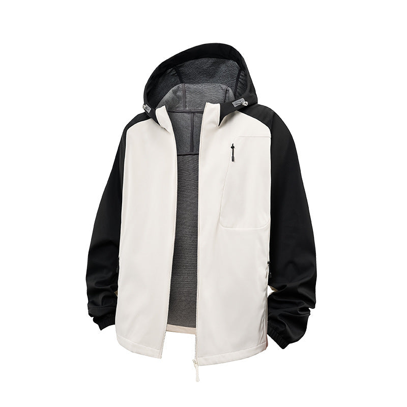 Men's Waterproof Softshell Hoodie Jacket with Fleece Lining, Windproof and with Chest Zip Drune