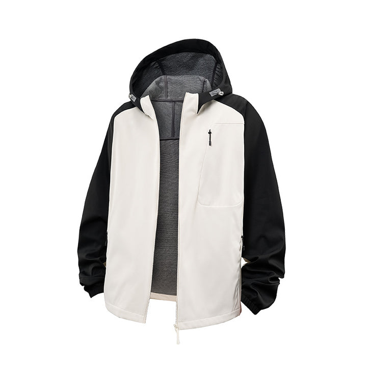 Men's Waterproof Softshell Hoodie Jacket with Fleece Lining, Windproof and with Chest Zip Drune