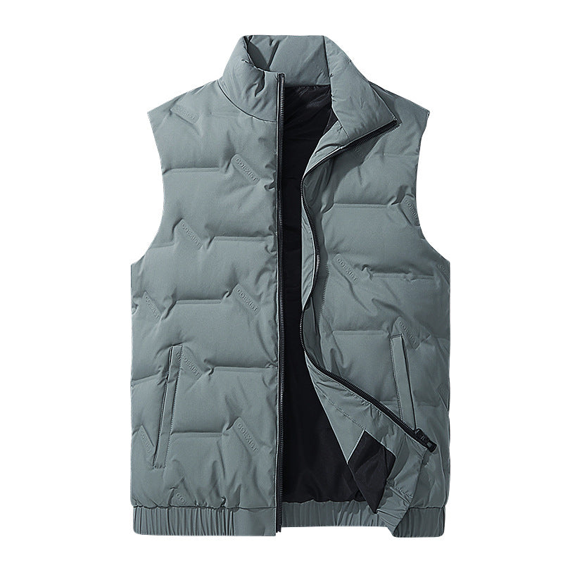 Men's Sleeveless Quilted Insulated Vest with Stand-up Collar Mune Fashion