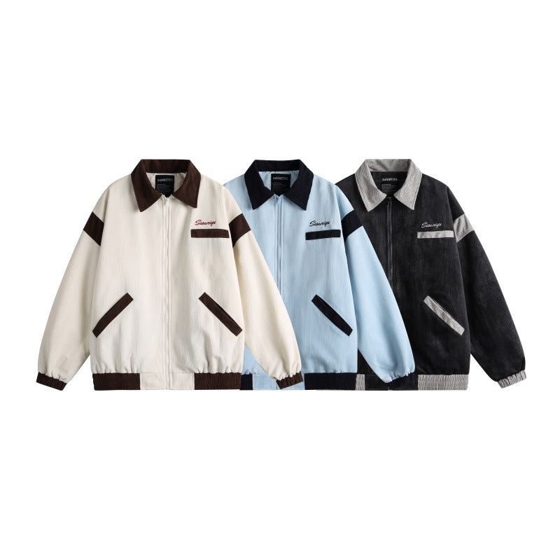 Unisex Harrington Blouson Jacket with Textured Fabric and Contrast Trim Mune Fashion