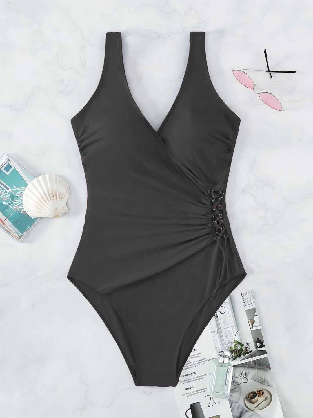 Women's One-Piece Swimsuit with Elegant Wrap Design Mune Fashion