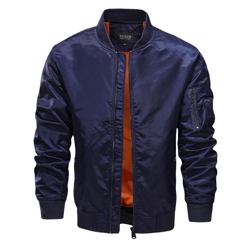 Men's Lightweight Nylon Bomber with Contrasting Lining and Arm Pocket Mune Fashion