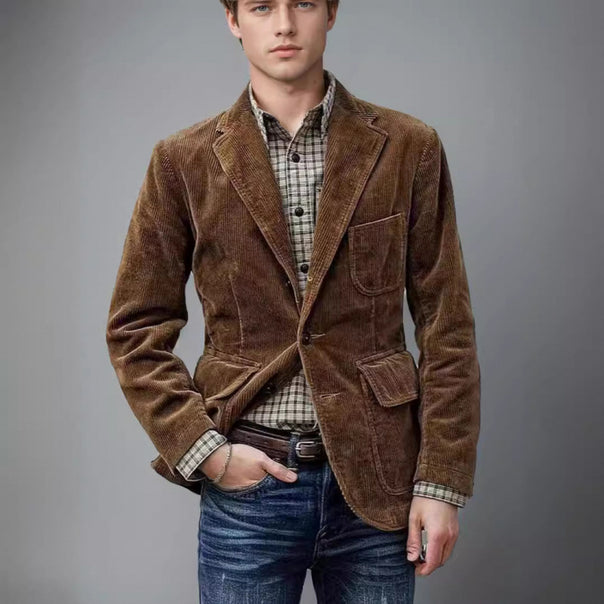 Men's cord waistcoat in vintage style with patch pockets and button closure Mune Fashion