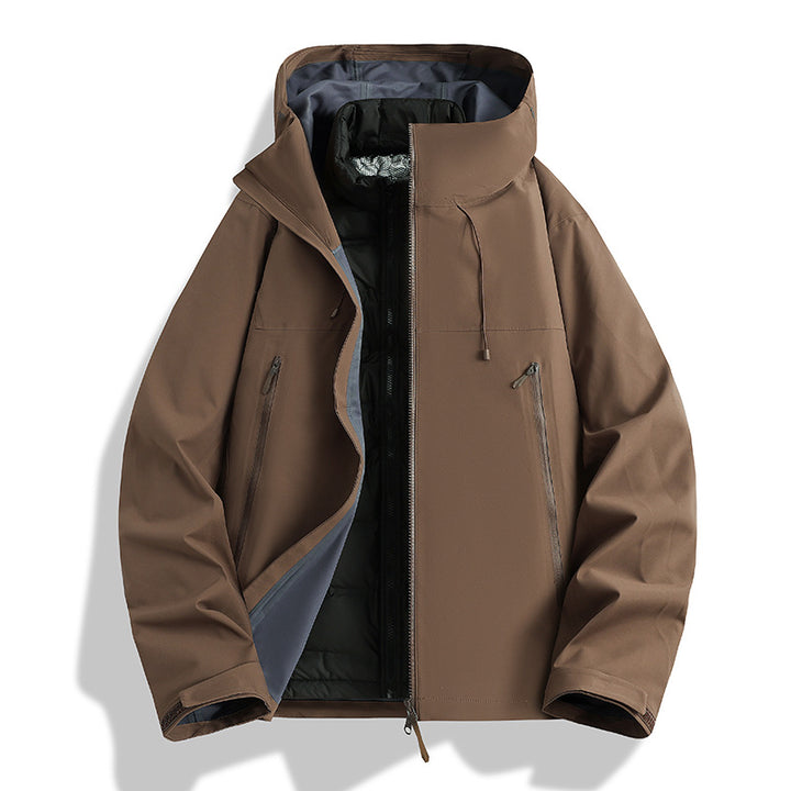 Men's Waterproof Softshell Outdoor Jacket with Adjustable Hood and Breathable Membrane Mune Fashion